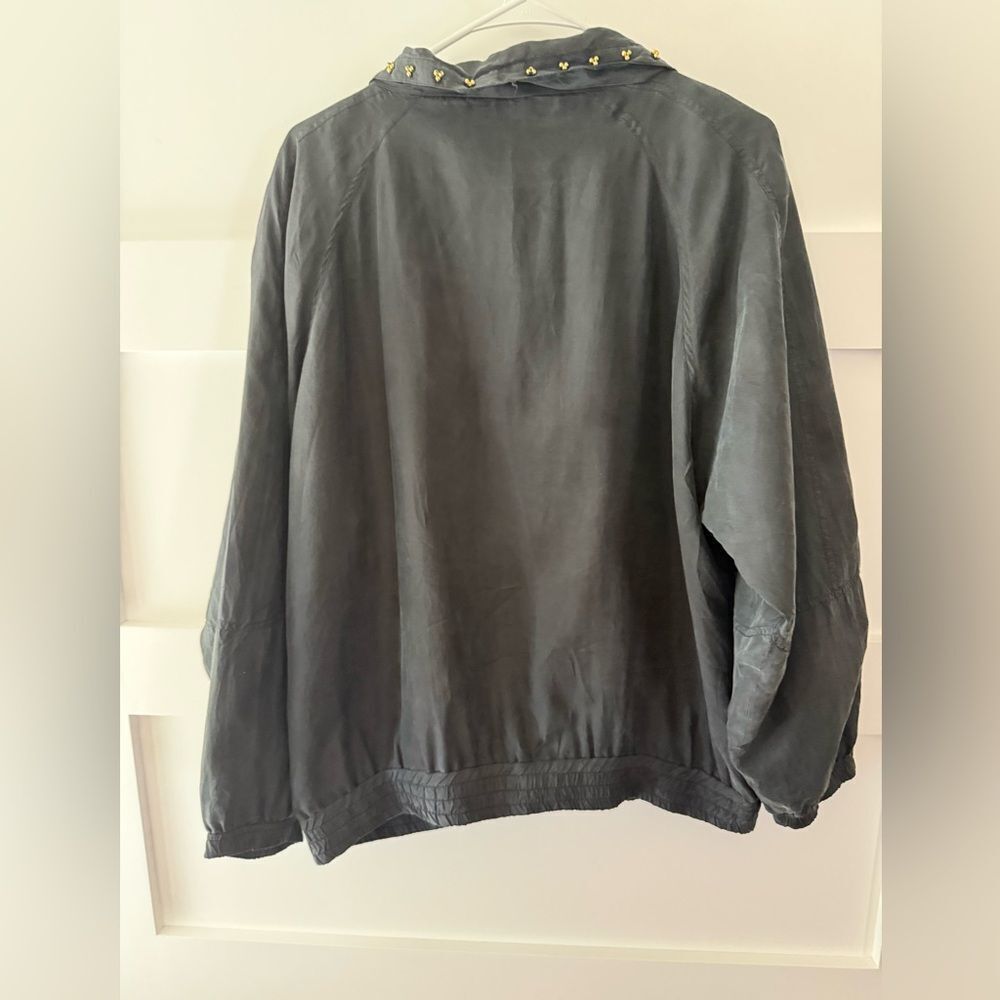 Studded Black Jacket 100% Silk - Picture 4 of 4